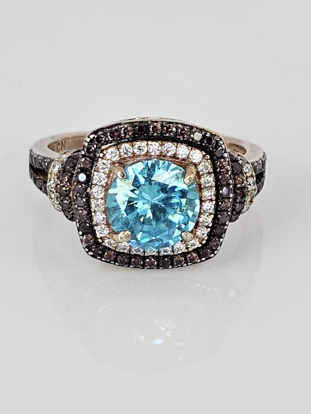 Neon Apatite & Multi Colored Diamond Simulants 18k Rose Gold Vermeil Ring Sz 8!